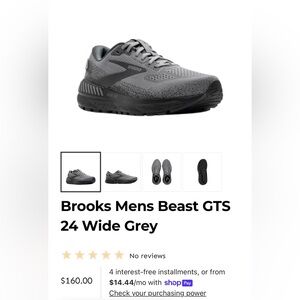 Brooks Beast GTS 24 Wide Charcoal Sneakers